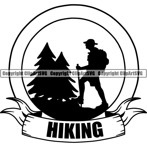Camping Hiking Logo Clipart SVG