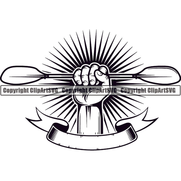 Kayak Kayaking Canoe Canoeing Raft Rafting Paddle Ore Logo ClipArt SVG