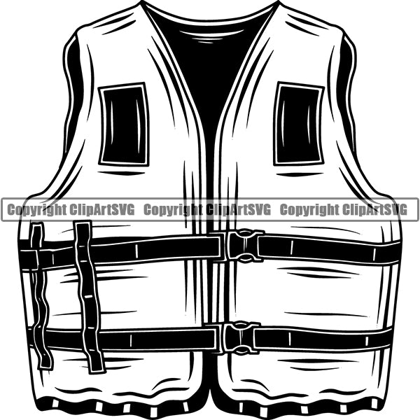 Kayak Kayaking Canoe Canoeing Raft Rafting Boat Boating Life Preserver Vest ClipArt SVG