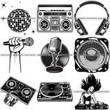 9 Party Music Top Selling Designs DJ Night Club Event Concert Logo BUNDLE ClipArt SVG