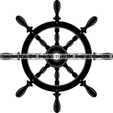 Nautical Sailing Captain Wheel Boat Boating Sail Fish Fishing Compass ClipArt SVG