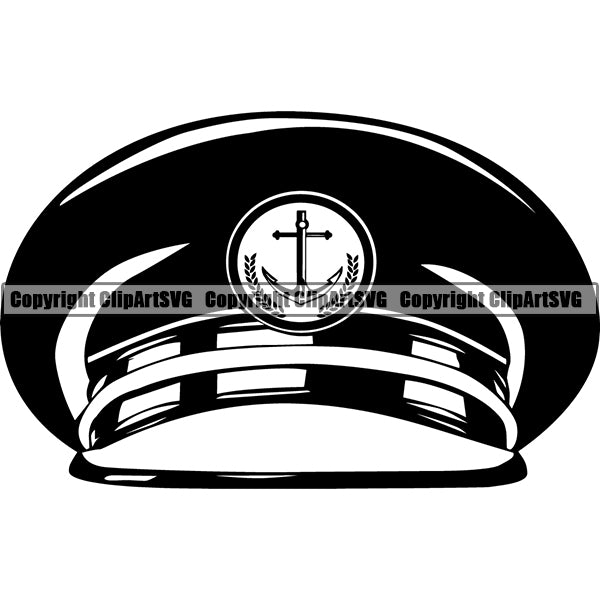 Nautical Sailing Captain Hat Boat Boating Sail Fish Fishing ClipArt SVG