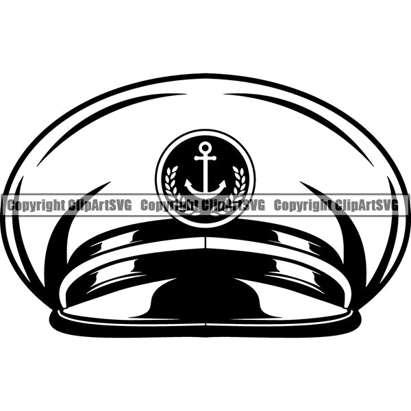 Nautical Sailing Captain Hat Boat Boating Sail Fish Fishing ClipArt SVG
