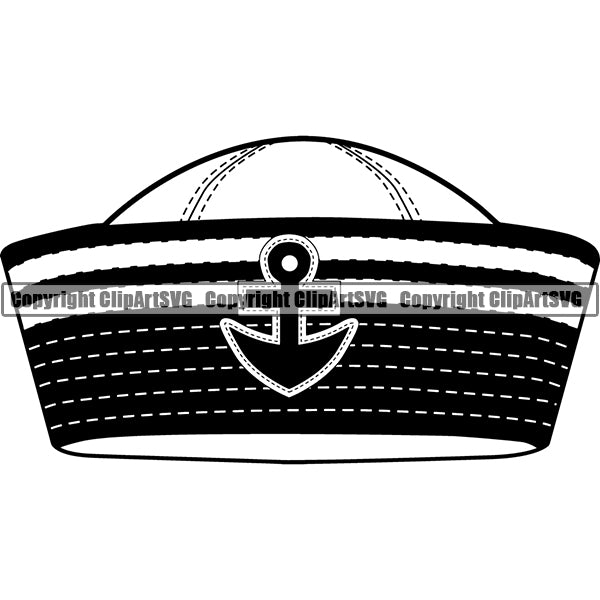 Nautical Sailing Captain Hat Boat Boating Sail Fish Fishing ClipArt SVG