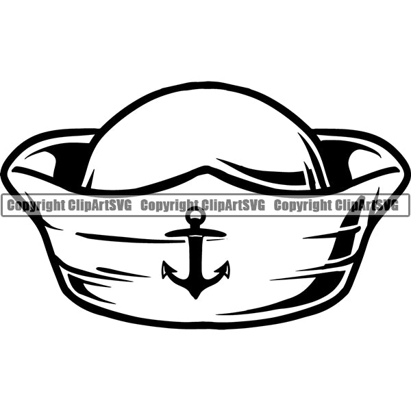 Nautical Sailing Captain Hat Boat Boating Sail Fish Fishing ClipArt SVG