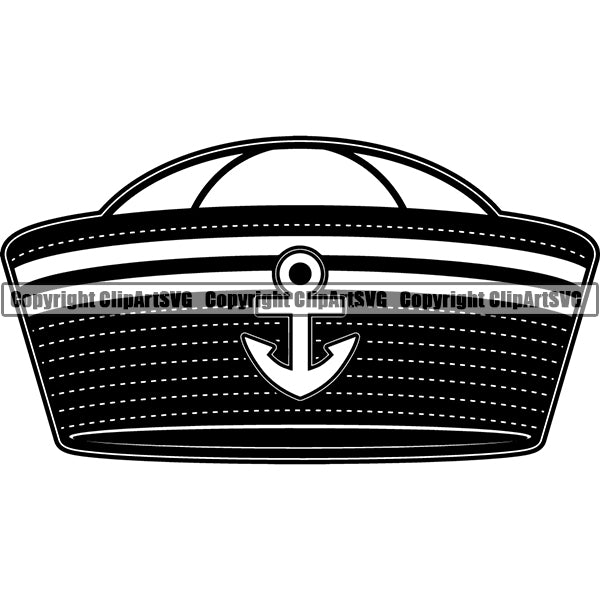 Nautical Sailing Captain Hat Boat Boating Sail Fish Fishing ClipArt SVG