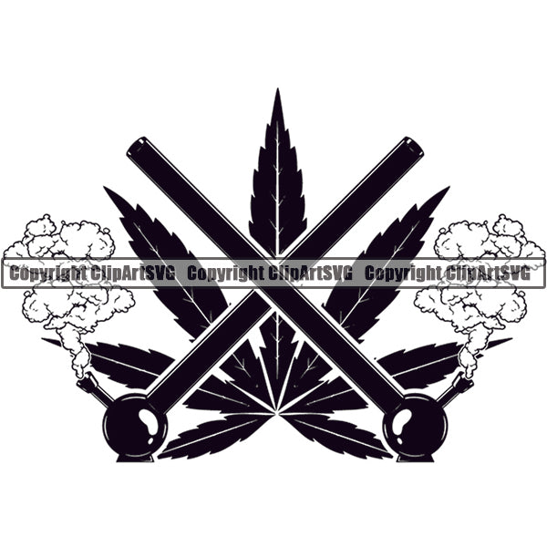 Marijuana Bong Water Pipe Cannabis Pot Weed Smoke Smoking Logo ClipArt SVG