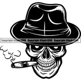 Cigar Skull Tobacco Smoke Smoking Emblem Logo ClipArt SVG
