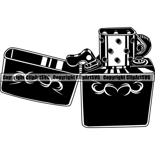 Lighter Fire Cigar Cigarette Smoke Smoking ClipArt SVG