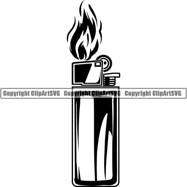Lighter Fire Cigar Cigarette Smoke Smoking ClipArt SVG