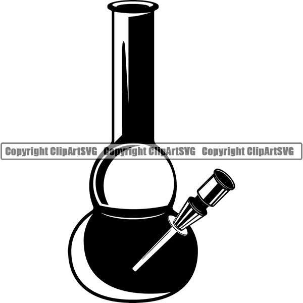 Marijuana Glass Bong Water Pipe Cannabis Pot Weed Smoke Smoking ClipArt SVG