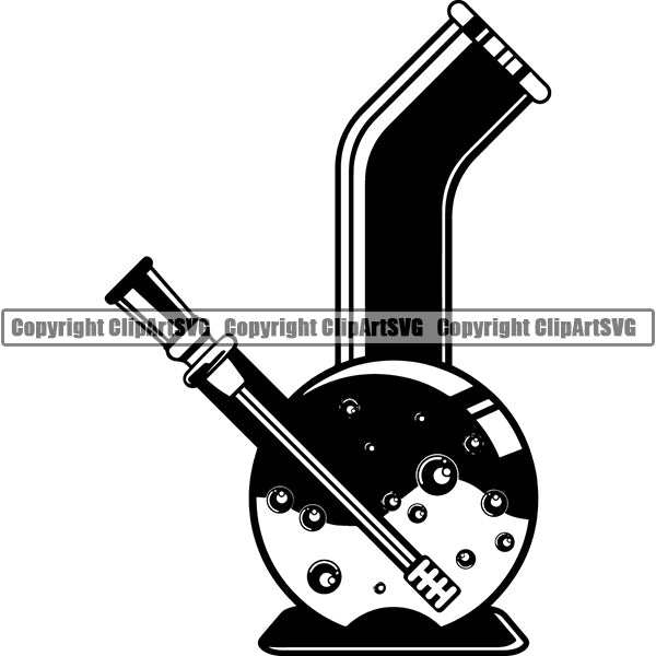 Marijuana Glass Bong Water Pipe Cannabis Pot Weed Smoke Smoking ClipArt SVG