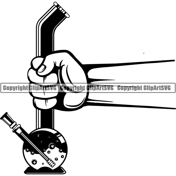 Marijuana Glass Bong Water Pipe Cannabis Pot Weed Smoke Smoking ClipArt SVG