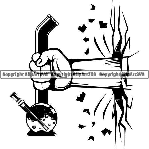 Marijuana Glass Bong Water Pipe Cannabis Pot Weed Smoke Smoking ClipArt SVG