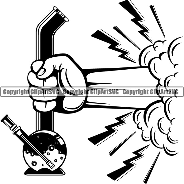 Marijuana Glass Bong Water Pipe Cannabis Pot Weed Smoke Smoking ClipArt SVG