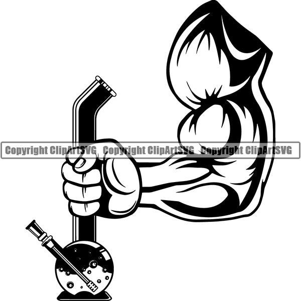 Marijuana Glass Bong Water Pipe Cannabis Pot Weed Smoke Smoking ClipArt SVG