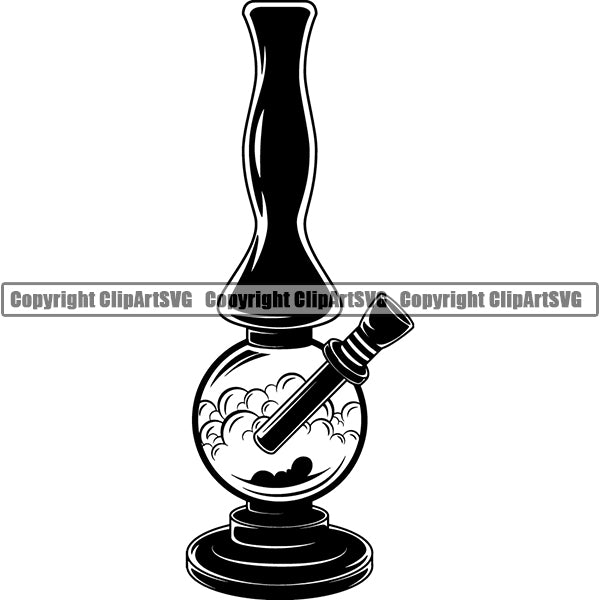 Marijuana Glass Bong Water Pipe Cannabis Pot Weed Smoke Smoking ClipArt SVG