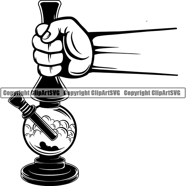Marijuana Glass Bong Water Pipe Cannabis Pot Weed Smoke Smoking ClipArt SVG