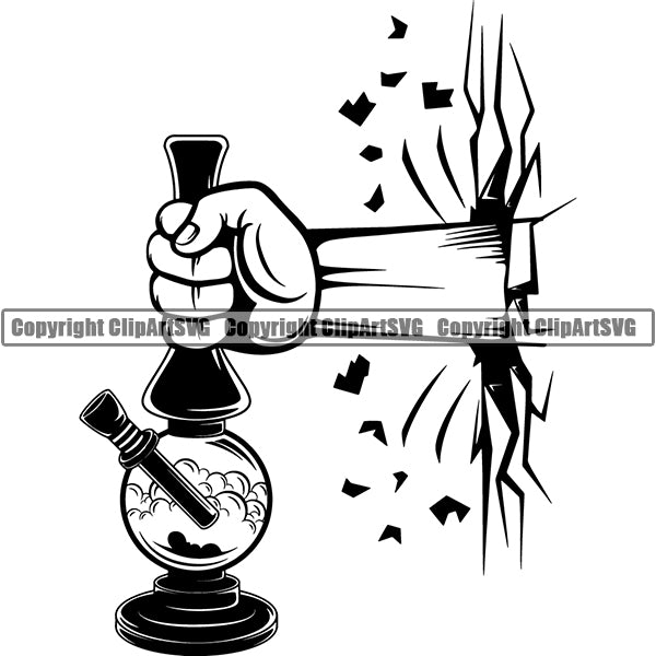 Marijuana Glass Bong Water Pipe Cannabis Pot Weed Smoke Smoking ClipArt SVG