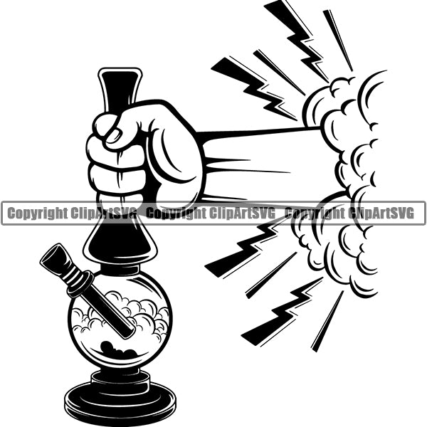 Marijuana Glass Bong Water Pipe Cannabis Pot Weed Smoke Smoking ClipArt SVG
