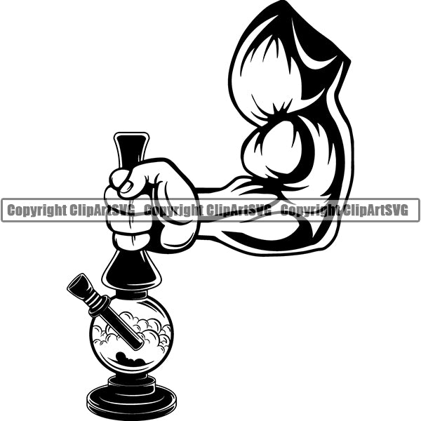 Marijuana Glass Bong Water Pipe Cannabis Pot Weed Smoke Smoking ClipArt SVG