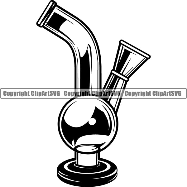 Marijuana Glass Bong Water Pipe Cannabis Pot Weed Smoke Smoking ClipArt SVG