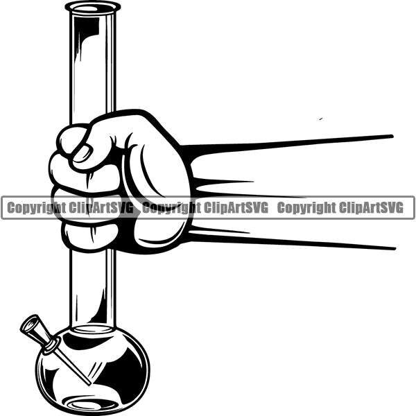 Marijuana Glass Bong Water Pipe Cannabis Pot Weed Smoke Smoking ClipArt SVG