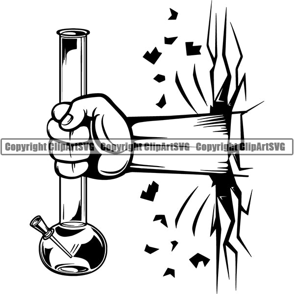 Marijuana Glass Bong Water Pipe Cannabis Pot Weed Smoke Smoking ClipArt SVG