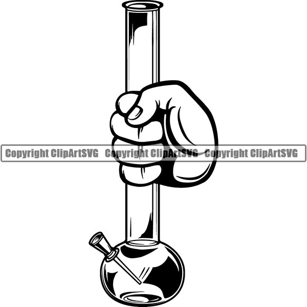 Marijuana Glass Bong Water Pipe Cannabis Pot Weed Smoke Smoking ClipArt SVG