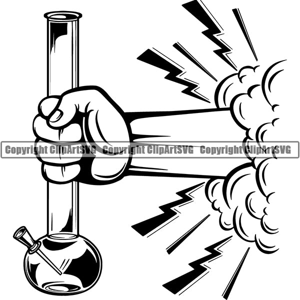 Marijuana Glass Bong Water Pipe Cannabis Pot Weed Smoke Smoking ClipArt SVG
