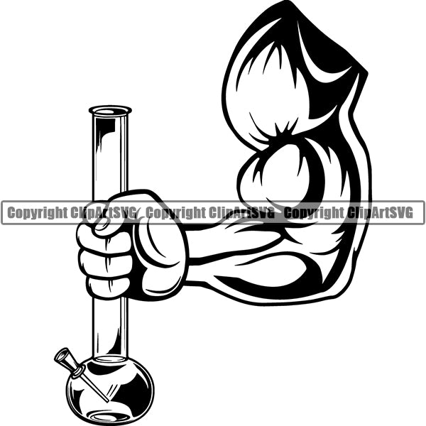 Marijuana Glass Bong Water Pipe Cannabis Pot Weed Smoke Smoking ClipArt SVG
