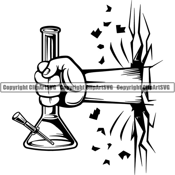 Marijuana Glass Bong Water Pipe Cannabis Pot Weed Smoke Smoking ClipArt SVG