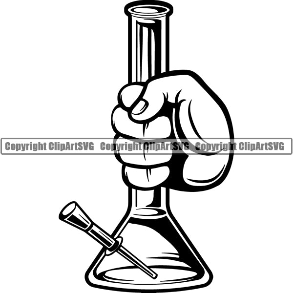 Marijuana Glass Bong Water Pipe Cannabis Pot Weed Smoke Smoking ClipArt SVG