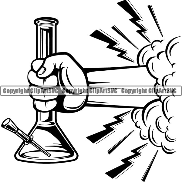 Marijuana Glass Bong Water Pipe Cannabis Pot Weed Smoke Smoking ClipArt SVG