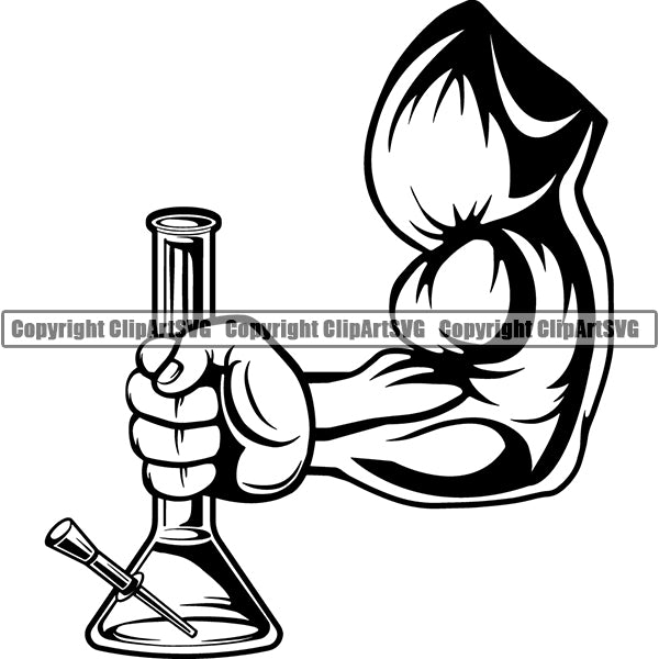 Marijuana Glass Bong Water Pipe Cannabis Pot Weed Smoke Smoking ClipArt SVG