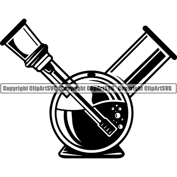 Marijuana Glass Bong Water Pipe Cannabis Pot Weed Smoke Smoking ClipArt SVG
