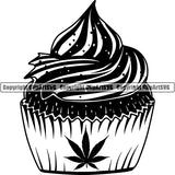 Marijuana Editable Cupcake Leaf Cannabis Pot Weed Smoke Smoking ClipArt SVG