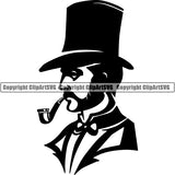 Tobacco Pipe Smoke Smoking Man Top Hat ClipArt SVG