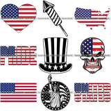9 Fourth 4th Of July USA United States Flag America American BUNDLE ClipArt SVG