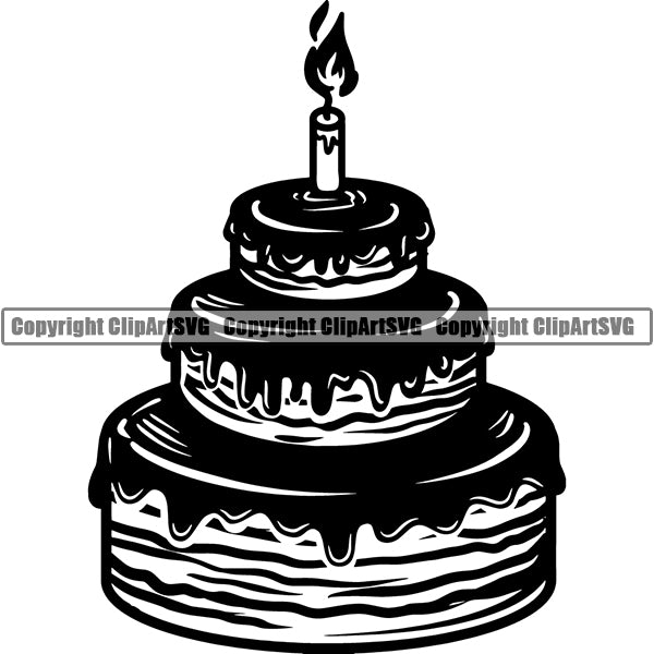 Holiday Birthday Cake ClipArt SVG