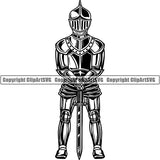 Knight Gladiator Medieval Warrior Sword Helmet ClipArt SVG