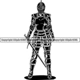 Knight Gladiator Medieval Warrior Woman Female ClipArt SVG
