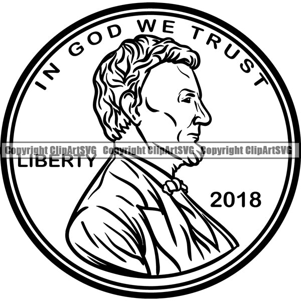 Coin Collecting Penny 1 Cent Piece Design Element Cash Stack Knot Roll Rubber band Bundle Brick Spread Business Bank Finance Rich Wealthy Wealth Advertising Vector Clipart SVG
