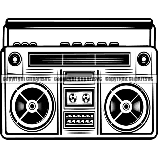 Boombox Radio Player Cassette Tape Recorder Boom Box ClipArt SVG