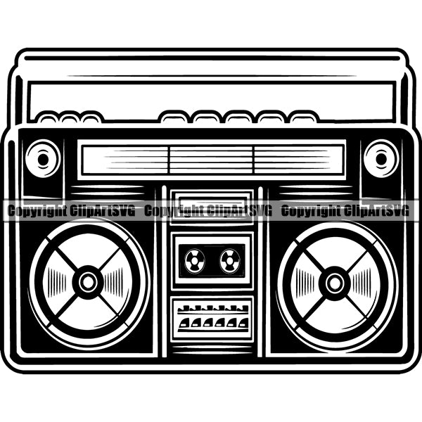 Boombox Radio Player Cassette Tape Recorder Boom Box ClipArt SVG