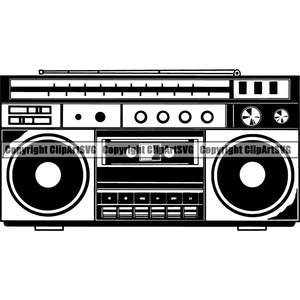 Boombox Radio Player Cassette Tape Recorder Boom Box ClipArt SVG