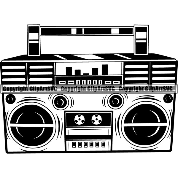 Boombox Radio Player Cassette Tape Recorder Boom Box ClipArt SVG
