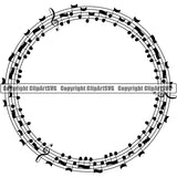 Music Design Element Frame Border Notes Lines Circle ClipArt SVG