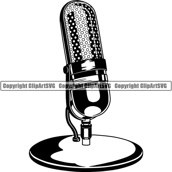 Microphone Mic Audio Music Record Broadcast Podcast Webinar Equipment ClipArt SVG