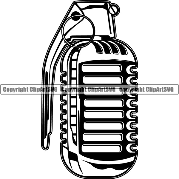 Microphone Mic Audio Music Record Broadcast Podcast Webinar Equipment Logo ClipArt SVG